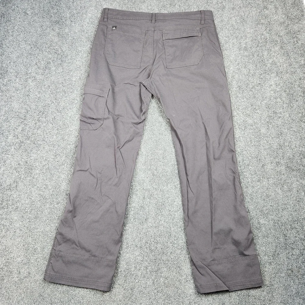 Prana Stretch Zion Pants Mens 35‎ Gray Hiking Outdoor Cargo Nylon Snap Hem Trail